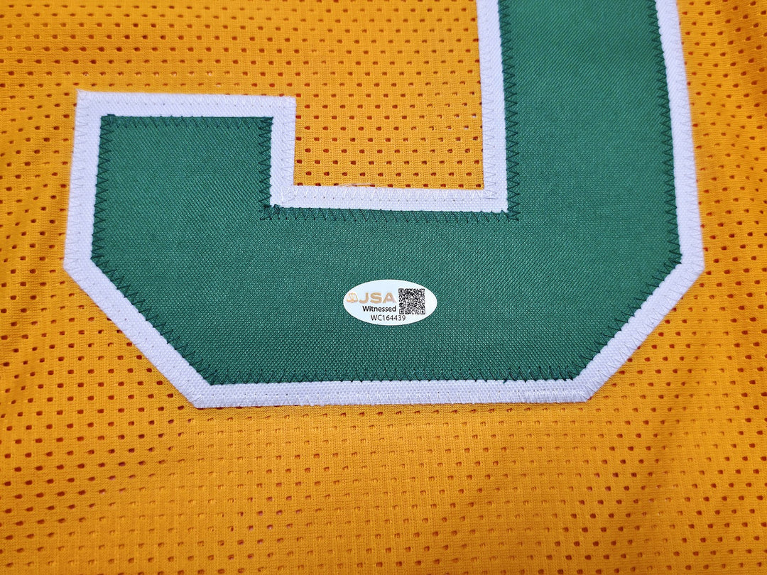 Oregon Ducks Tez Johnson Signed Yellow Jersey JSA Witness