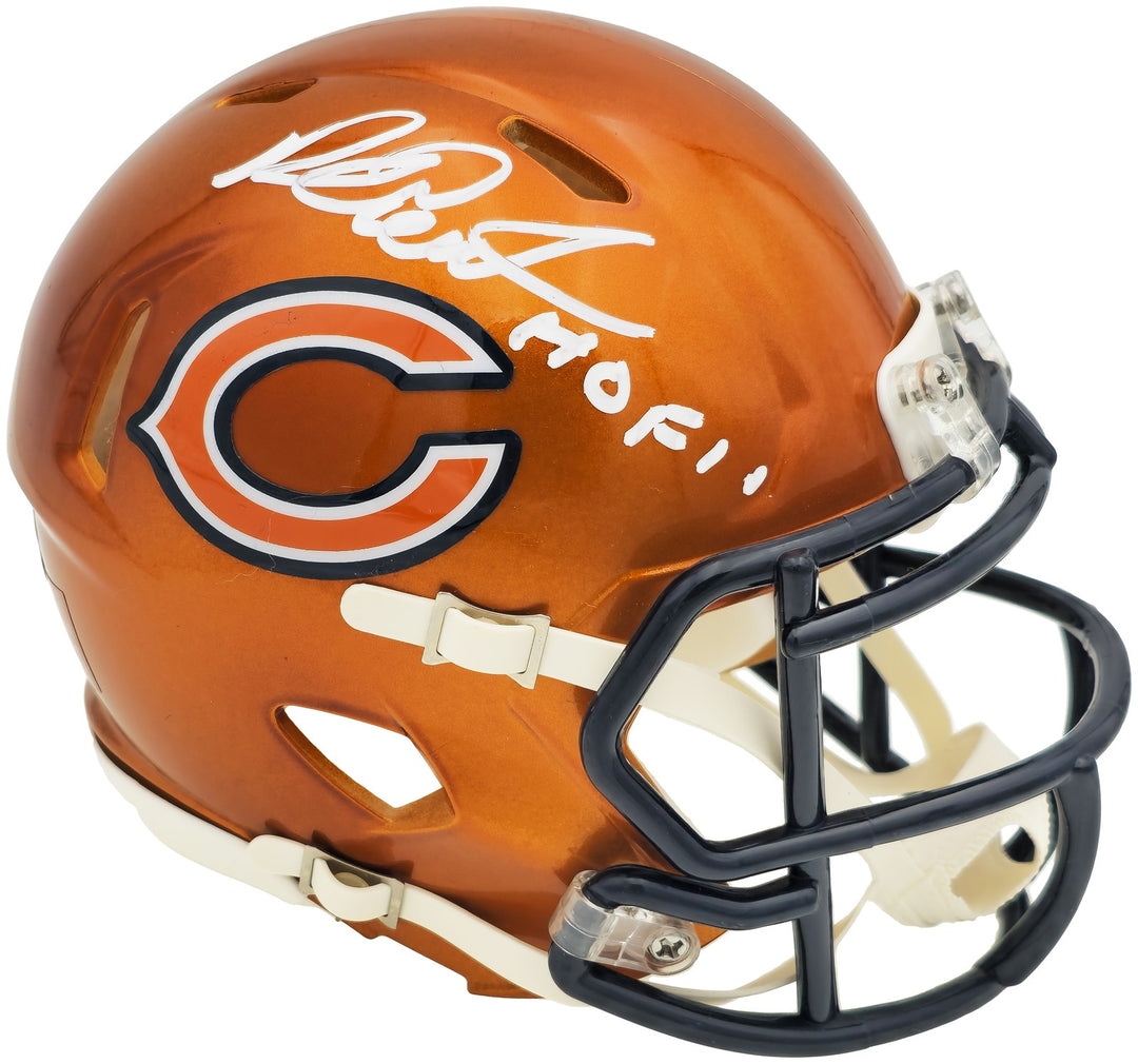 Richard Dent Signed Bears Flash Orange Speed Mini Helmet "HOF 11" Beckett Wit