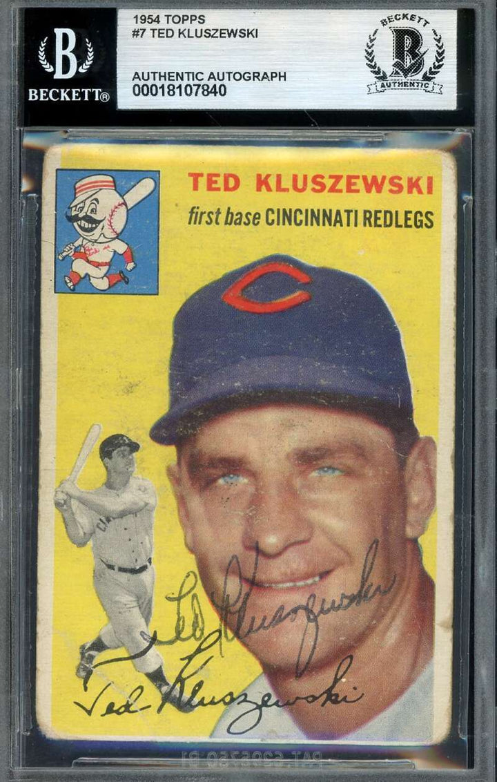 Ted Kluszewski Beckett BAS Signed 1954 Topps Autograph Reds