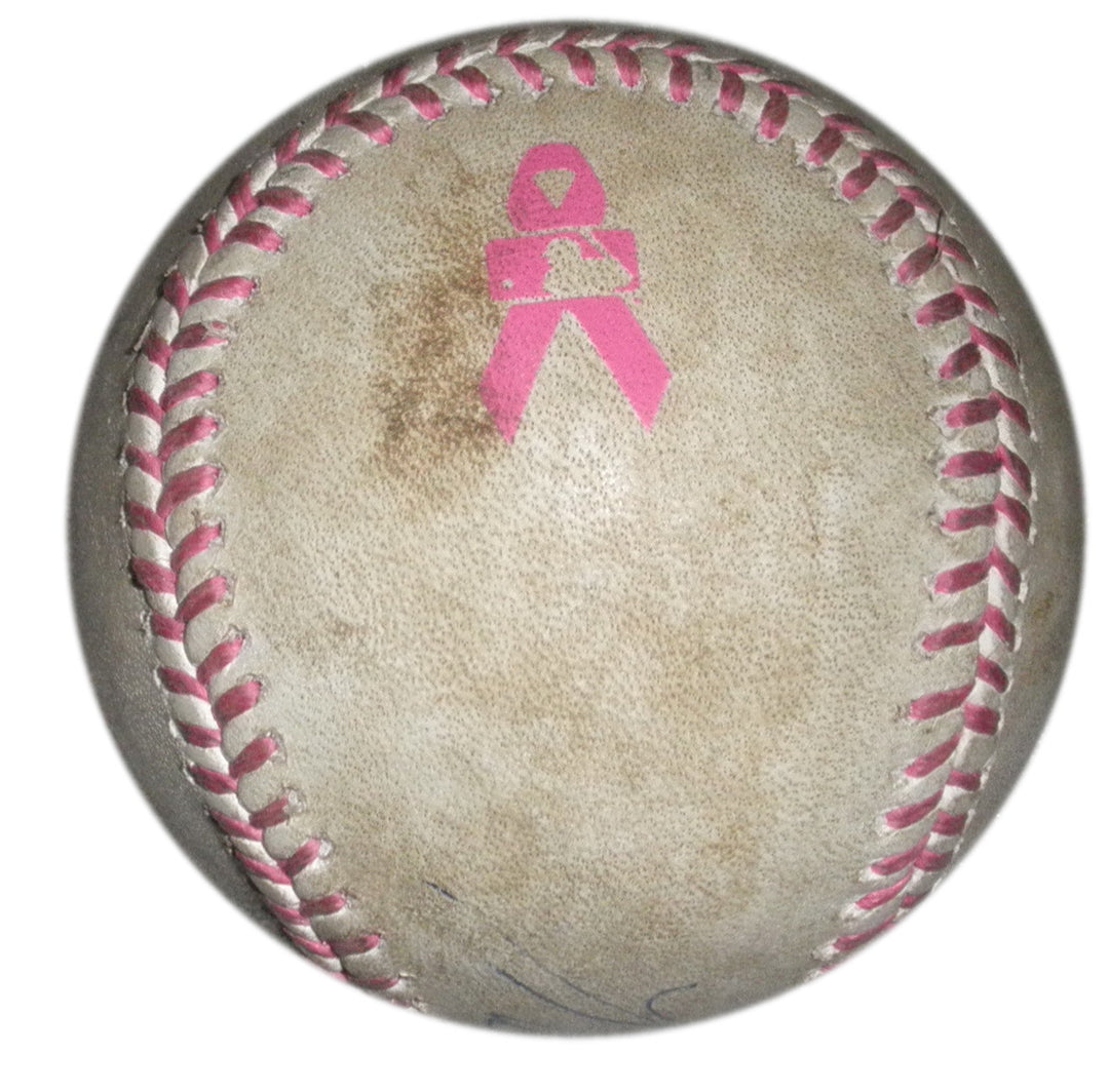 MATT HARVEY SIGNED GAME USED MOTHER'S DAY PINK BALL NY METS PITCH STARLING MARTE