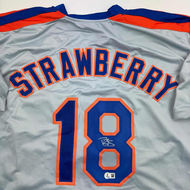 Autographed/Signed Darryl Strawberry New York Grey Jersey PSA/DNA COA