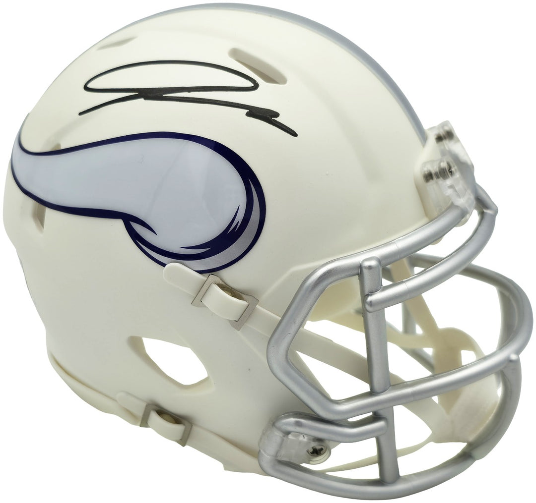 Jordan Addison Auto Vikings White 2024 Alternate Speed Mini Helmet Beckett