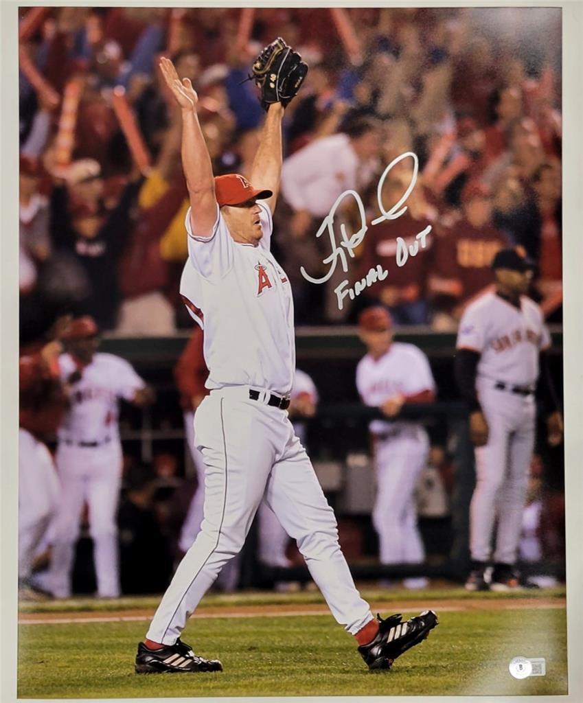 Troy Percival signed "Final Out" 02 WS 16x20 Photo autograph BAS Beckett Wit