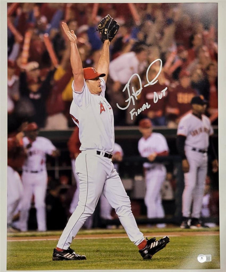 Troy Percival signed "Final Out" 02 WS 16x20 Photo autograph BAS Beckett Wit