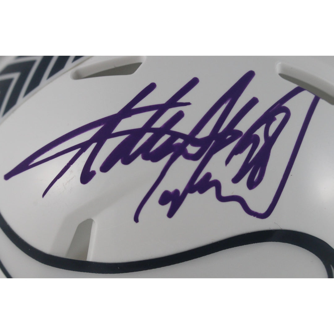 Adrian Peterson Autographed Minnesota Vikings 24 STS Mini Helmet Beckett 49258