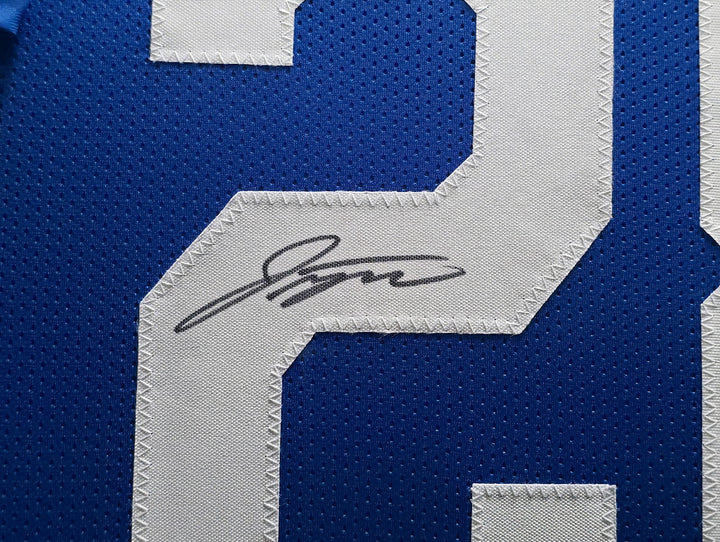 Jonathan Taylor Signed Framed Colts Blue Jersey Beckett BAS Witness