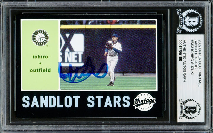 Ichiro Suzuki Auto 2002 Upper Deck Vintage Sandlot Card SS3 Mariners Beckett