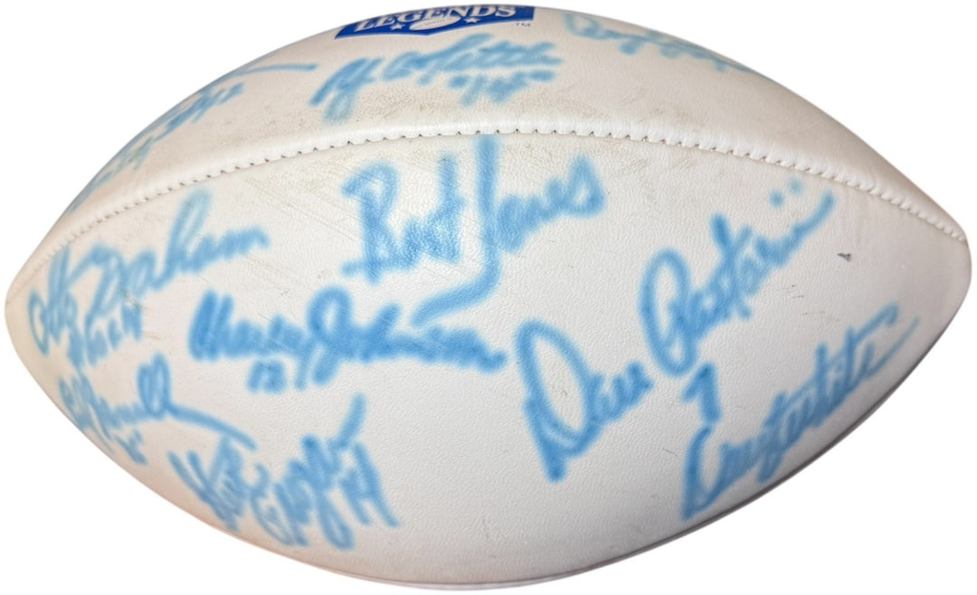 Quarterback Legends signed Wilson NFL WP Football 13 Sigs– Beckett Starr/Stabler