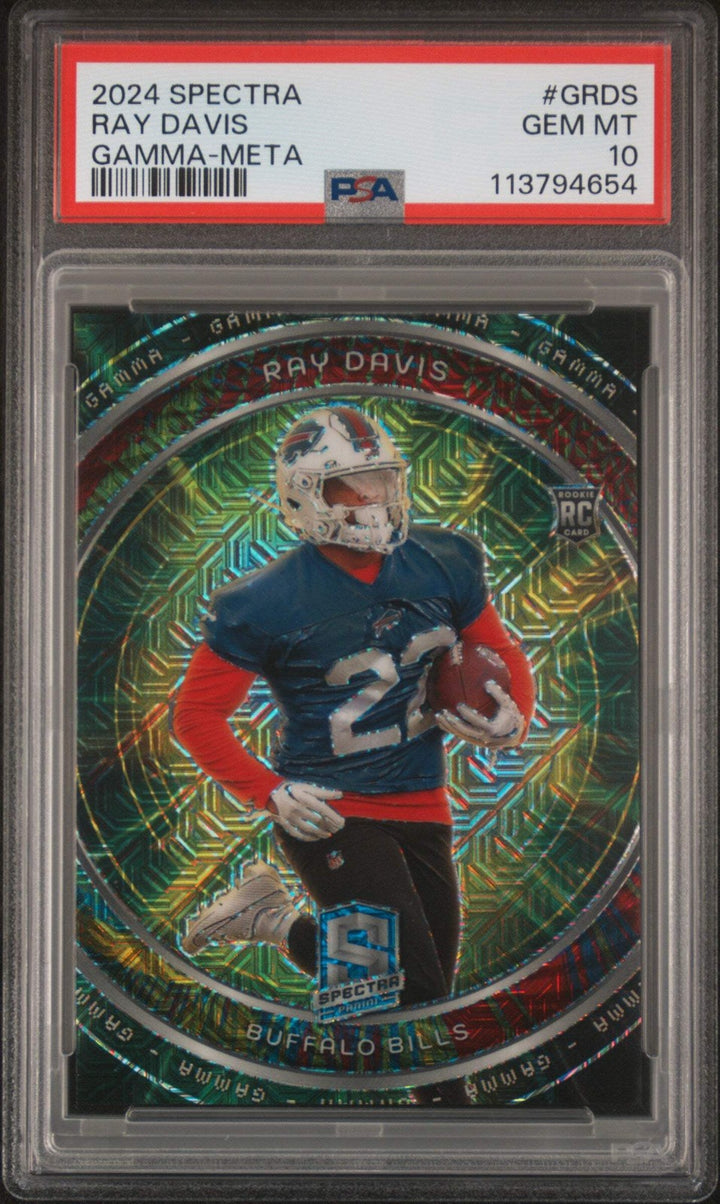 Graded 2024 Panini Spectra Ray Davis #GRDSS Gamma Meta /30 Football Card PSA 10