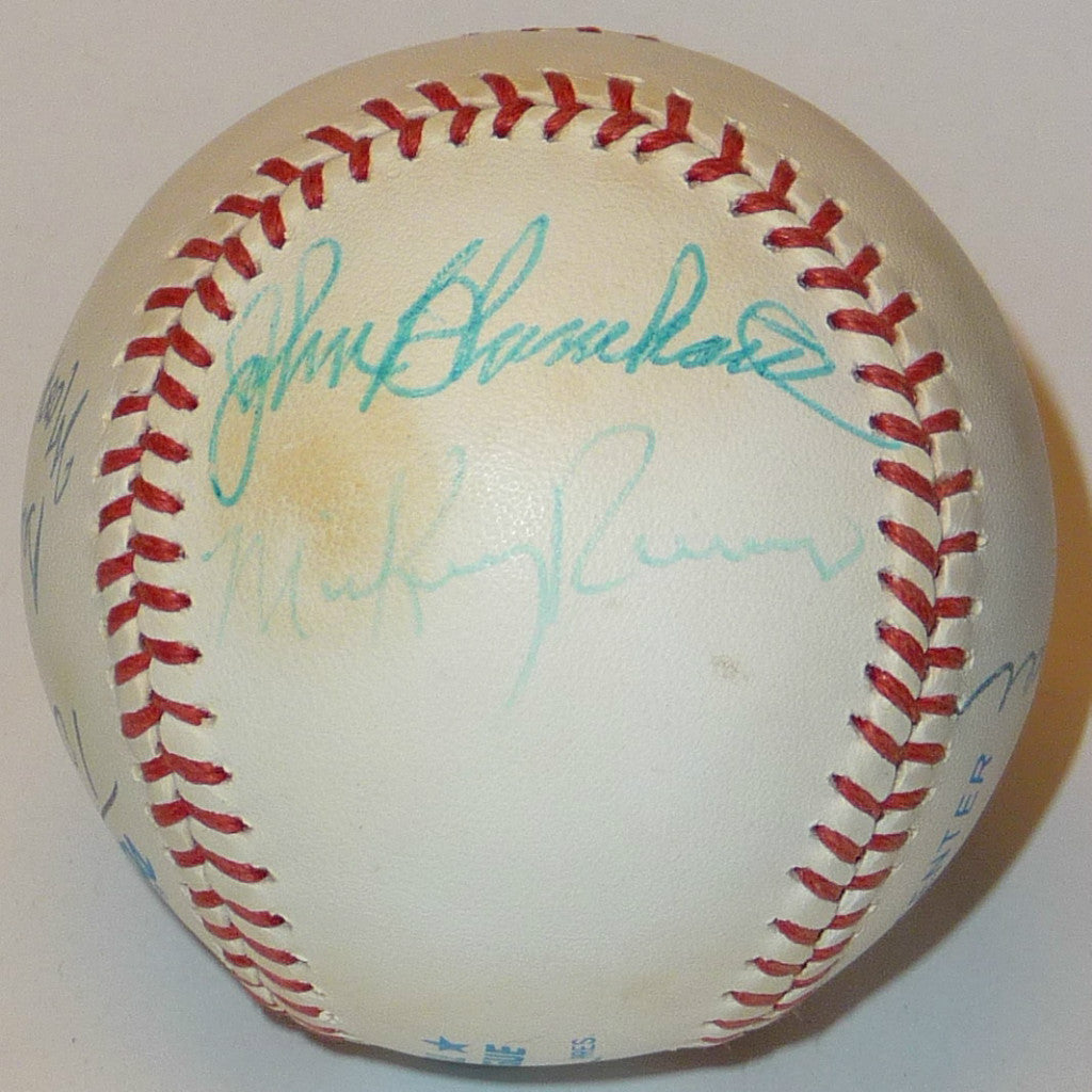 ENOS SLAUGHTER MOOSE SKOWRON HANK BAUER BLANCHARD RIVERS SIGNED YANKEES JSA BALL