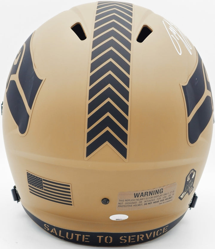 Tyler Lockett Auto Seahawks Camo Brown 2023 Salute to Service Full Sz Rep Helmet
