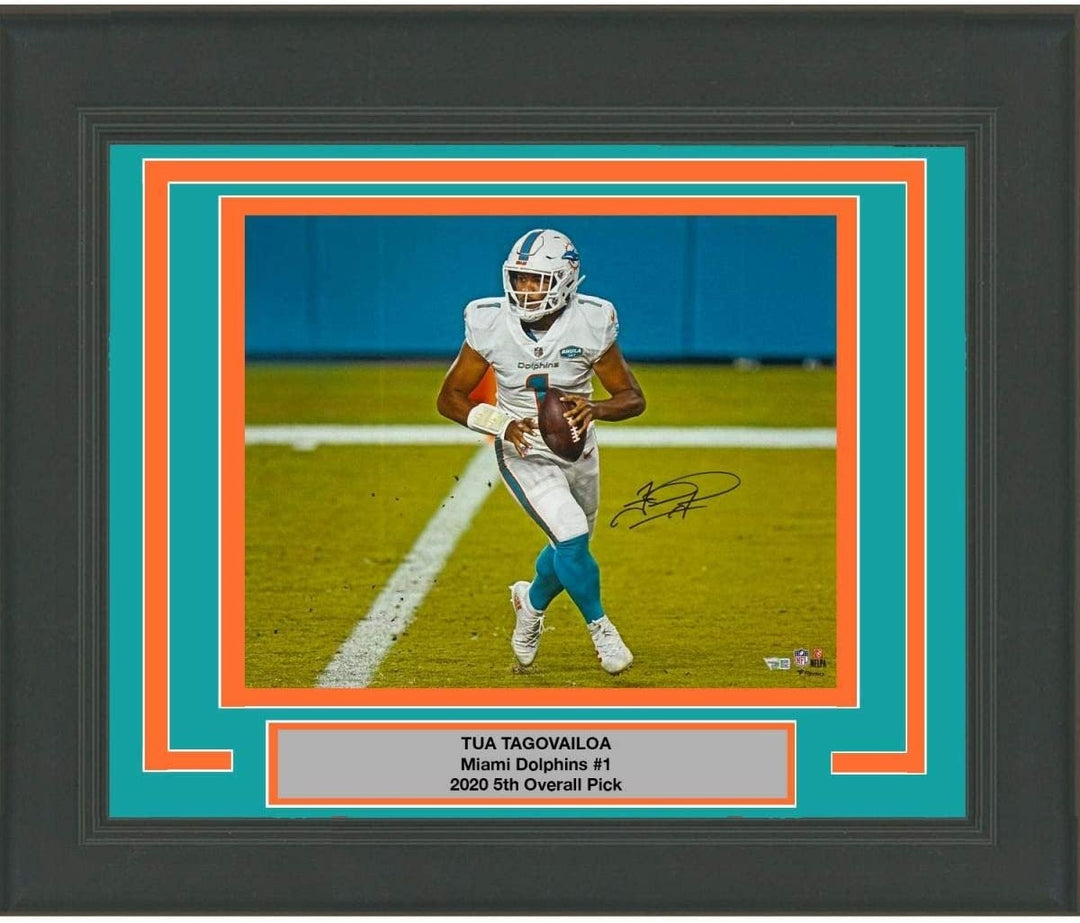 FRAMED Autographed/Signed TUA TAGOVAILOA Dolphins 16x20 Photo Fanatics COA