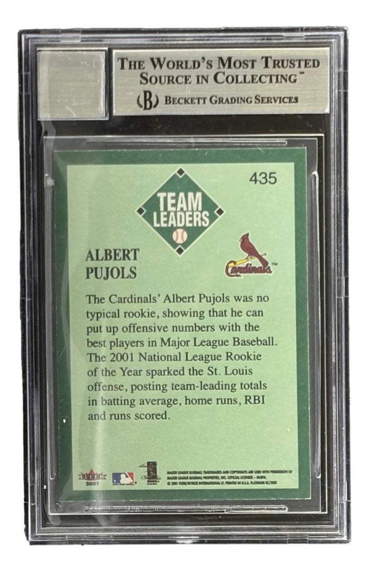 Albert Pujols Signed 2001 Fleer Platinum #435 Cardinals Rookie Card BAS Auto 10