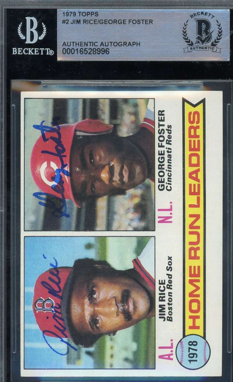 Jim Rice George Foster Beckett BAS Signed 1979 Topps 1978 Leaders Autograph