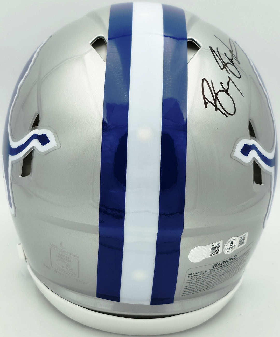 Barry Sanders Auto Lions Silver 1983-02 Full Size Speed Authentic Helmet Beckett