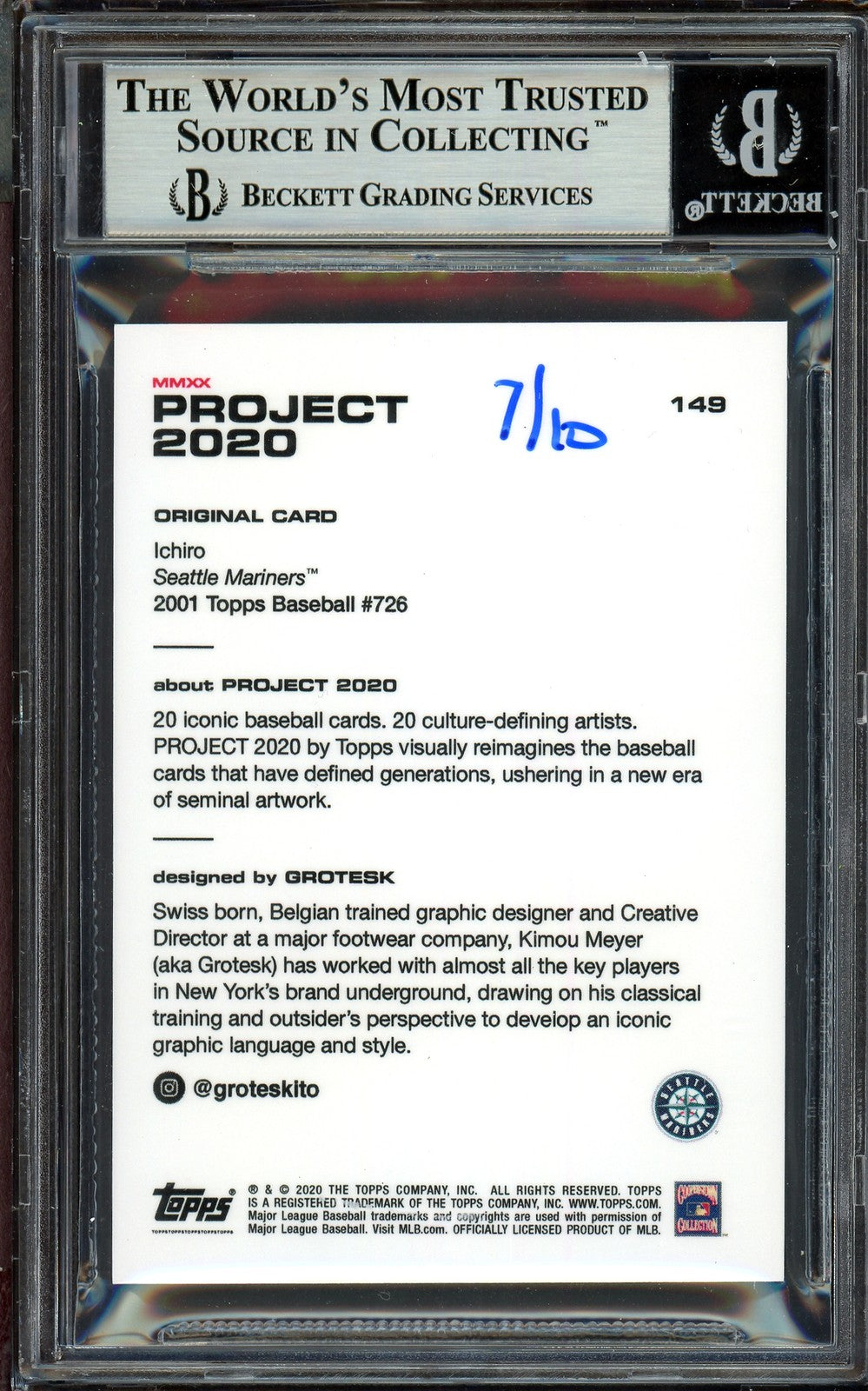 Ichiro Suzuki Auto Topps Project 2020 Grotesk Card 149 Mariners #/10 Beckett