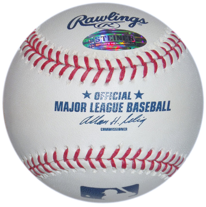 ROY WHITE SIGNED OML BALL "HAPPY BIRTHDAY GEORGE 7-4-77 vs CLEVE" STEINBRENNER