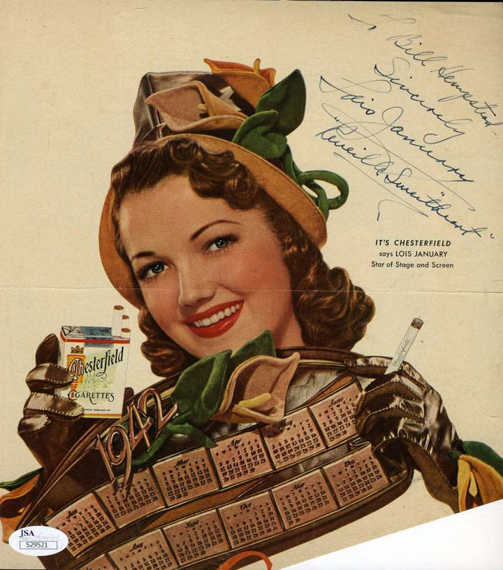 Lois January Jsa Coa Hand Signed 1940`s 8x10 Photo Authentic Autograph