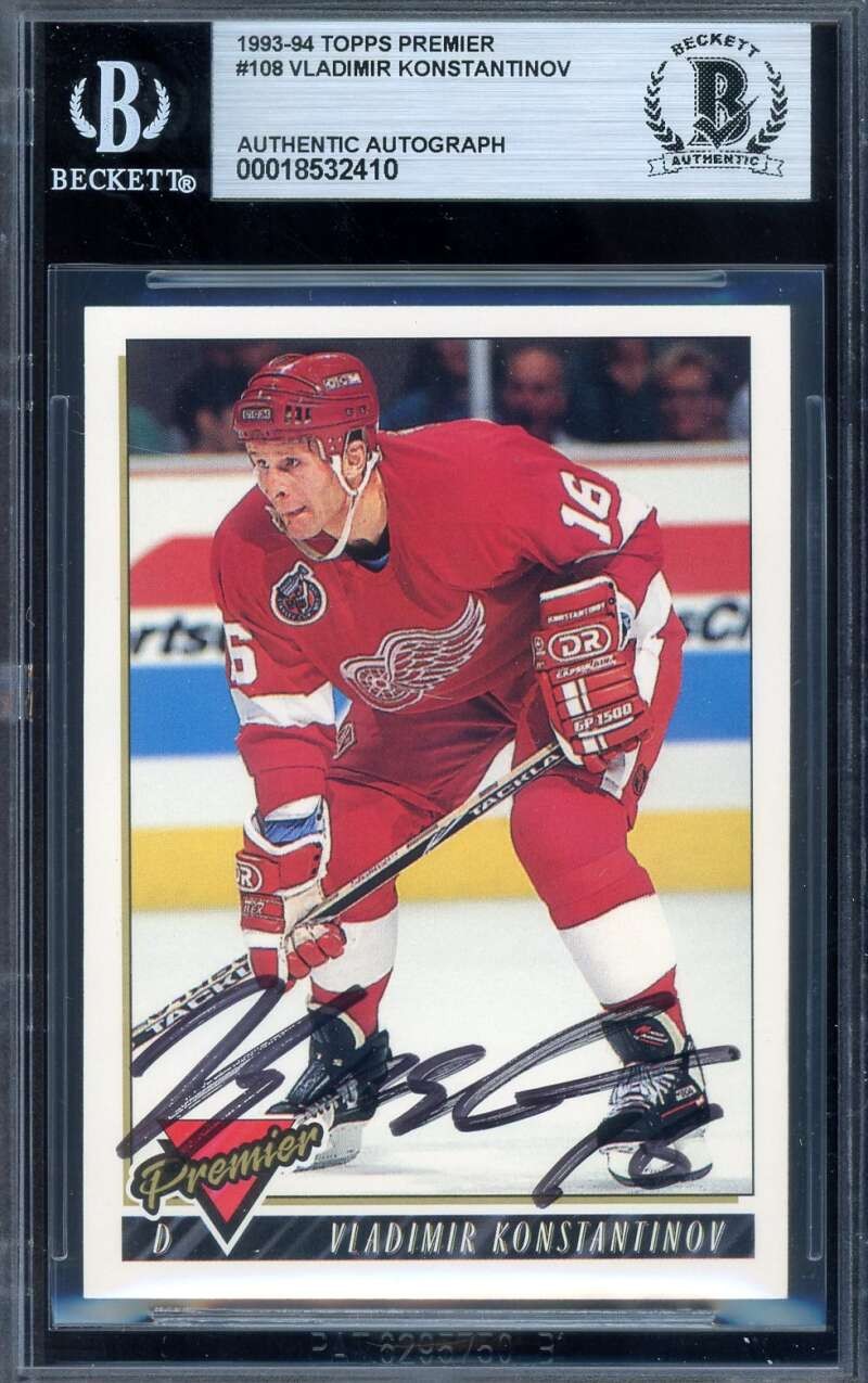 Vladimir Konstantinov Beckett BAS Signed 1993-94 Topps Premier Autograph