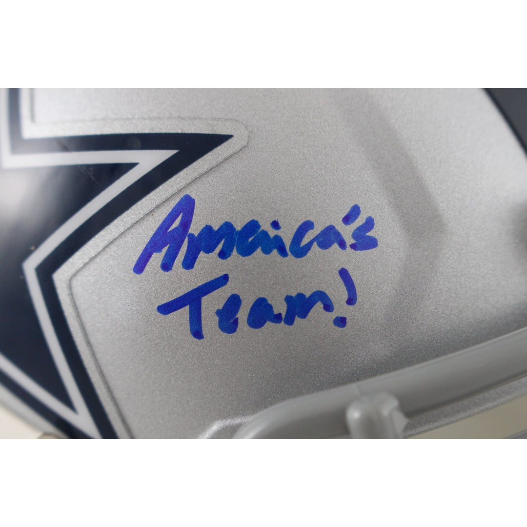 Luke Schoonmaker Signed Dallas Cowboys Mini Helmet America's Team Beckett 51148