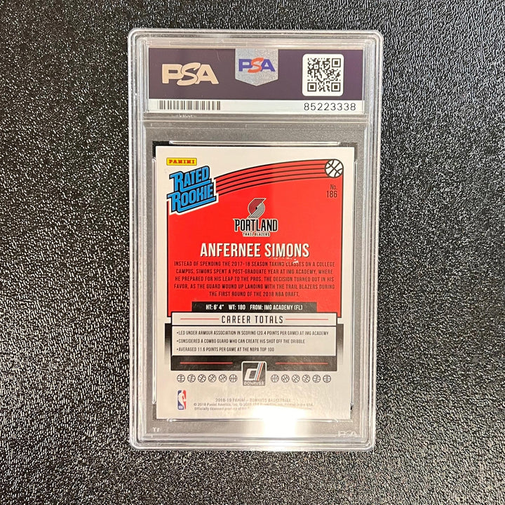 2018 Panini Donruss Rated Rookie #186 ANFERNEE SIMONS Signed Rookie Card AUTO PS