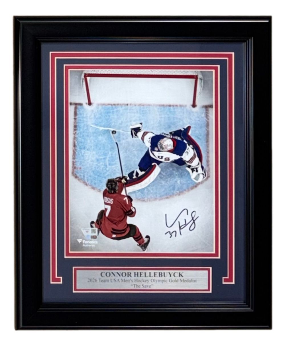 Connor Hellebyuck Signed Framed 8x10 USA Hockey 2026 Olympic Gold Photo Fanatics