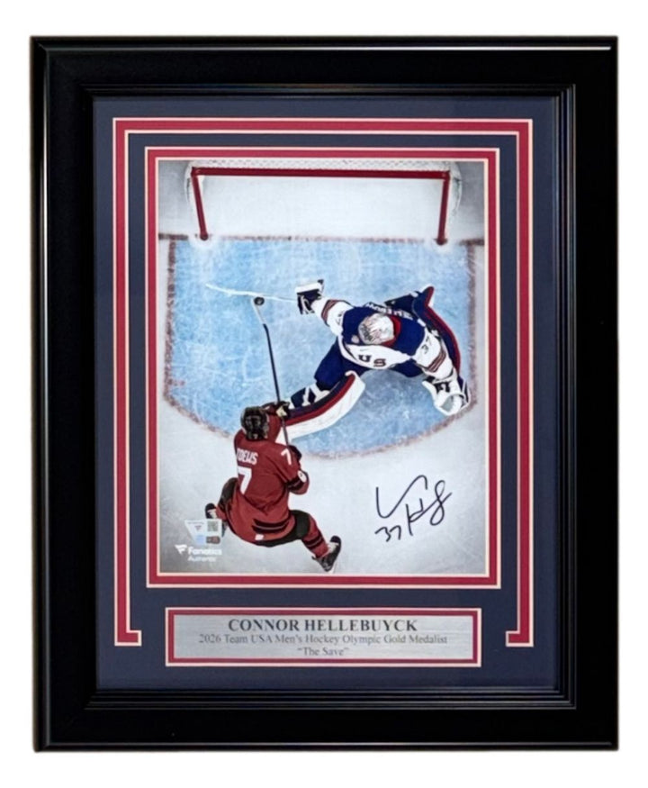 Connor Hellebyuck Signed Framed 8x10 USA Hockey 2026 Olympic Gold Photo Fanatics
