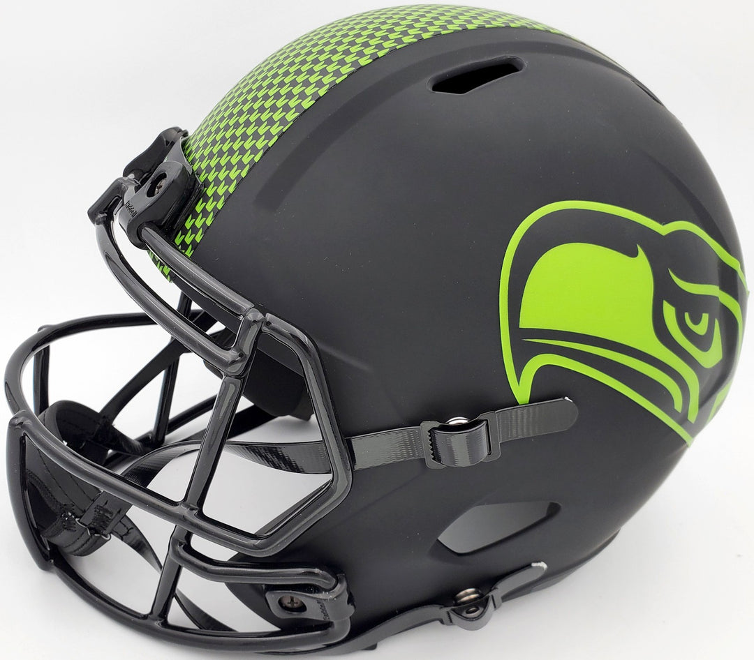 Russell Wilson Signed Seahawks Eclipse Black Full Size Speed Replica Helmet In