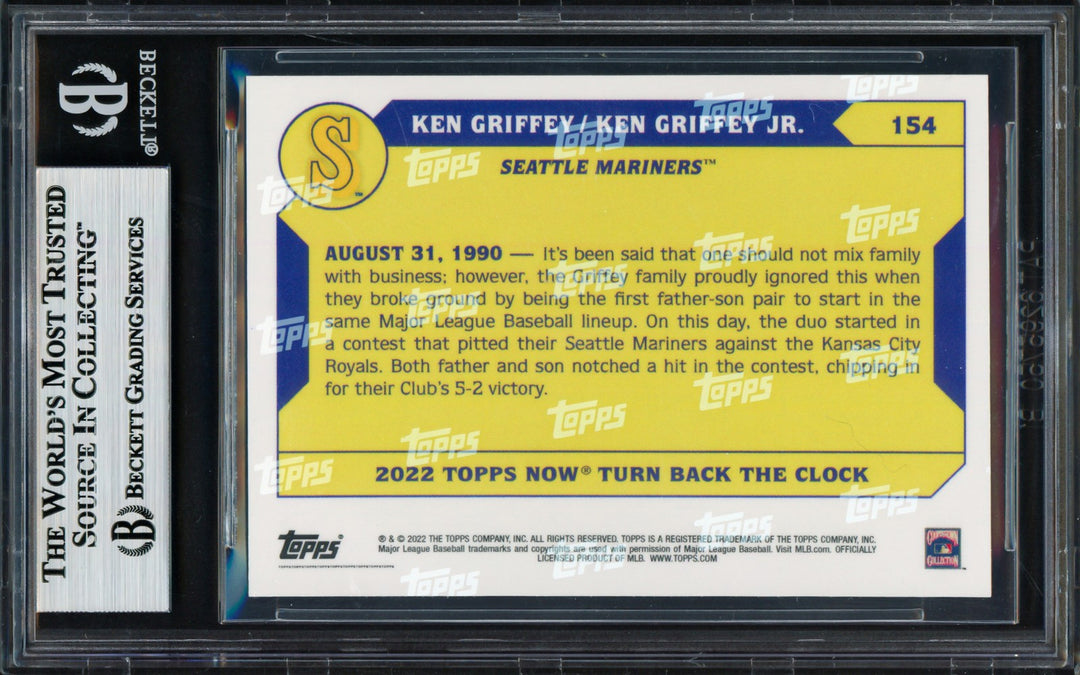 Ken Griffey Jr. & Sr. Signed 2022 Topps Now Card 154 Seattle Mariners Beckett