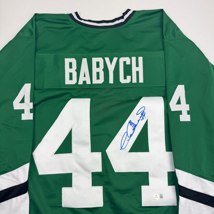 Autographed/Signed Dave Babych Hartford Green Retro Hockey Jersey BAS COA