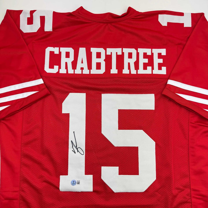 Autographed/Signed Michael Crabtree San Francisco Red Jersey Beckett COA