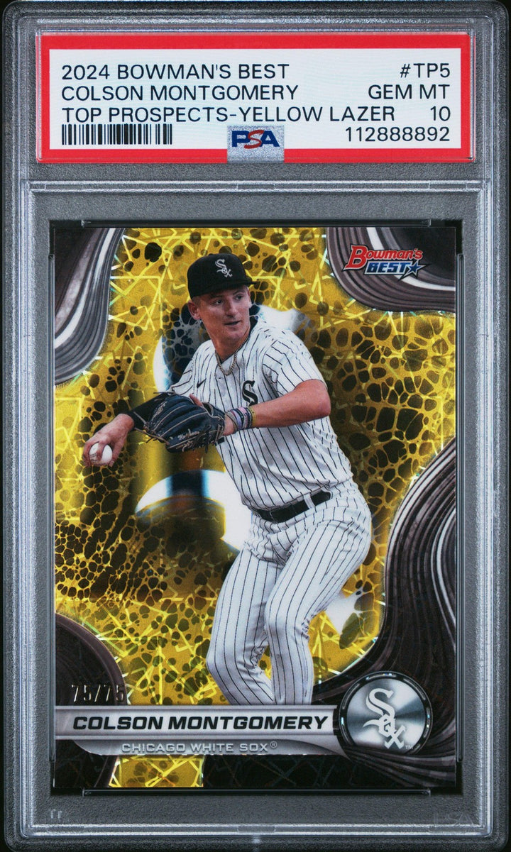 Graded 2024 Bowman Best Colson Montgomery #TP5 Yellow /75 Baseball Card PSA 10