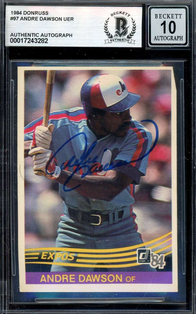 Andre Dawson Gem Mint 10 Beckett BAS Signed 1984 Donruss Autograph
