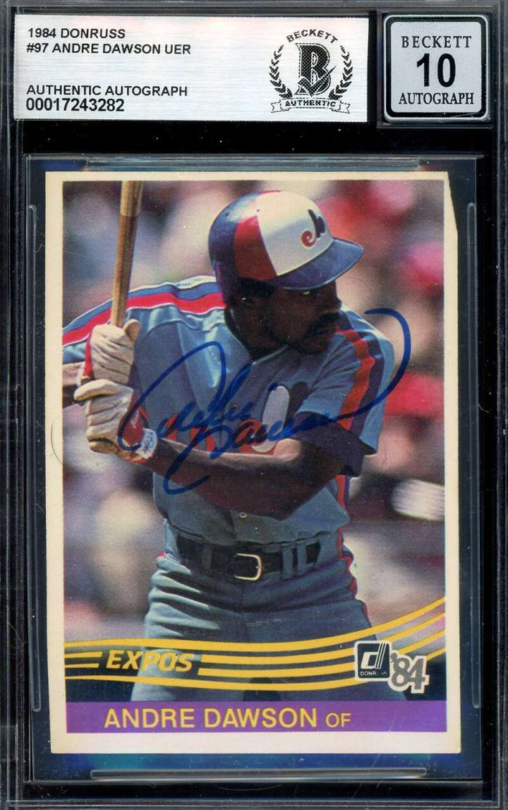 Andre Dawson Gem Mint 10 Beckett BAS Signed 1984 Donruss Autograph