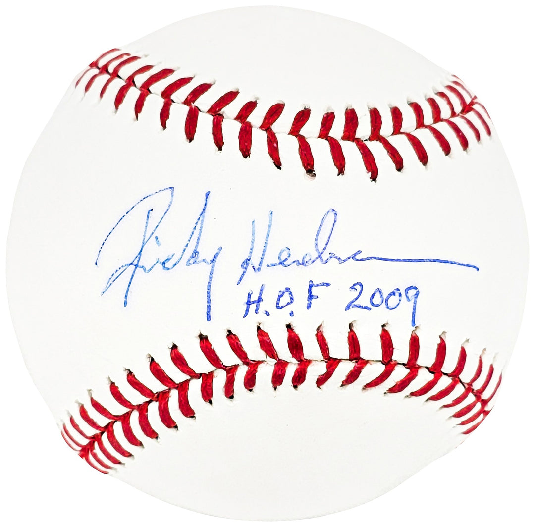 Rickey Henderson Signed MLB Baseball Oakland A's, Yankees HOF 2009 MLB & Steiner