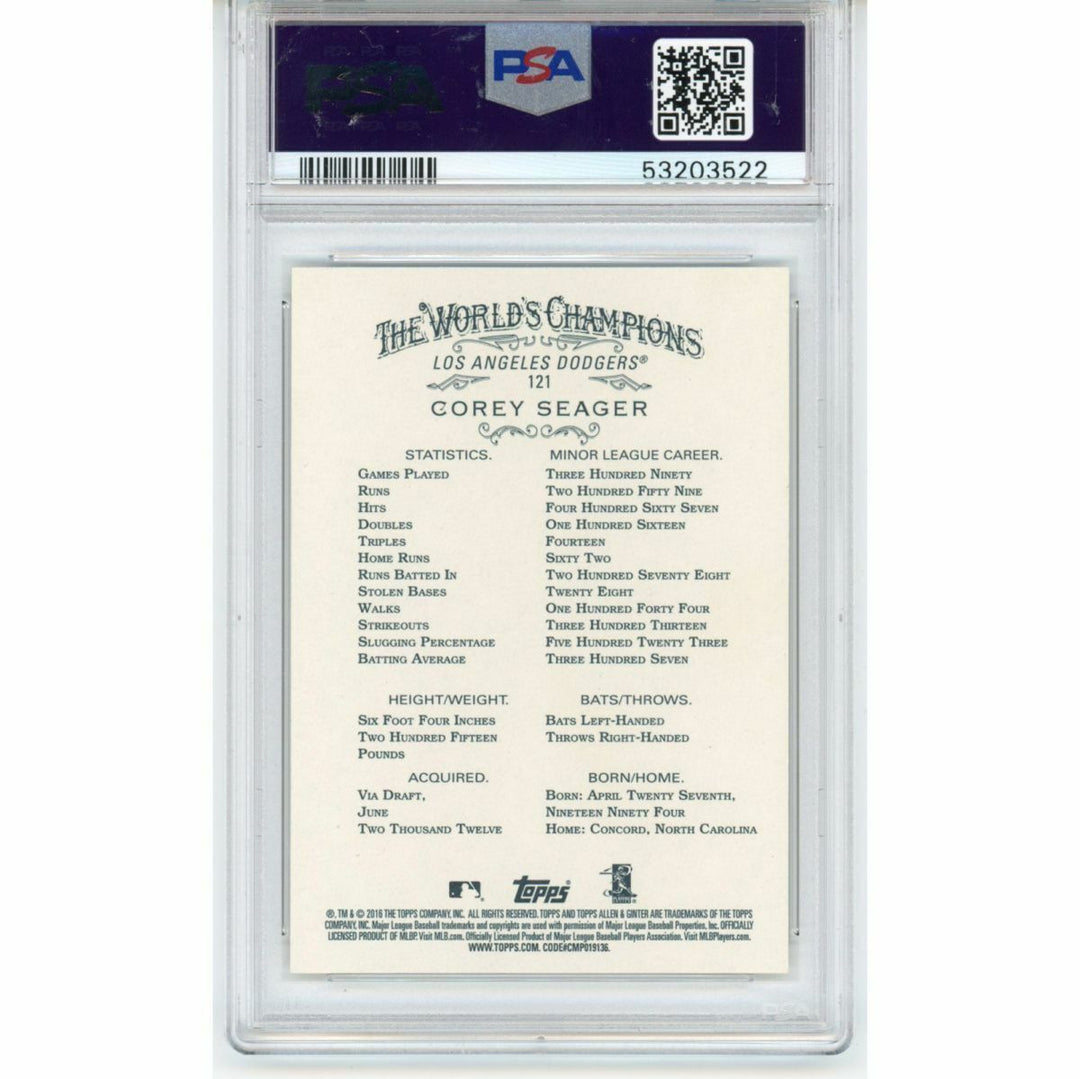 Graded 2016 Topps Allen & Ginter COREY SEAGER #121 Rookie Baseball Card PSA 10