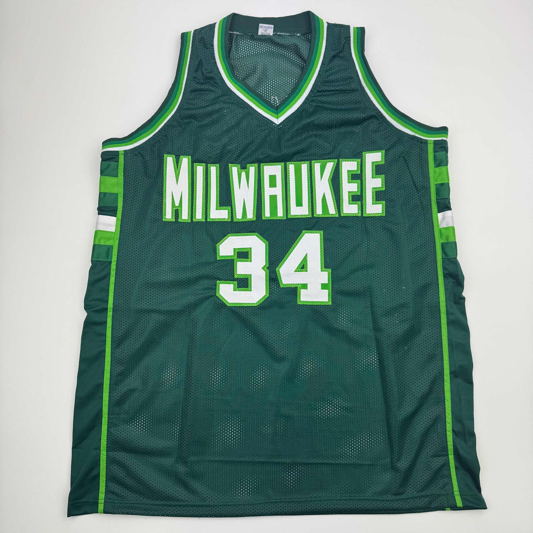 Autographed/Signed Terry Cummings Milwaukee Green Jersey Beckett BAS COA