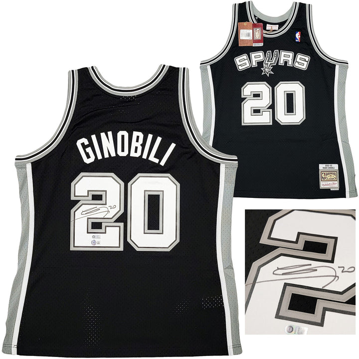Spurs Manu Ginobili Auto Black Authentic Mitchell Ness Swingman Jersey Sz XL BAS