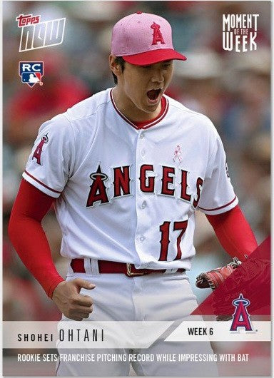 SHOHEI OHTANI ROOKIE SETS PITCHING RECORD TOPPS NOW MOMENT OF THE WEEK CARD MOW6