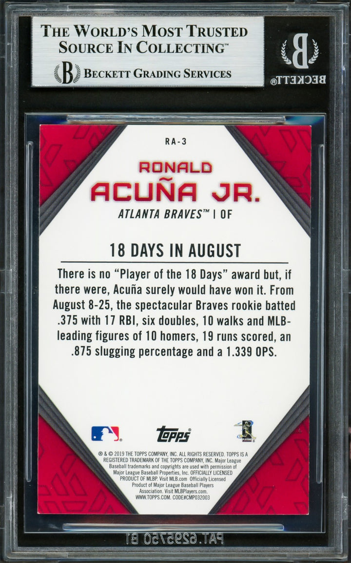 Ronald Acuna Jr. Signed 2019 Topps Player Highlights Card RA-3 Braves Beckett