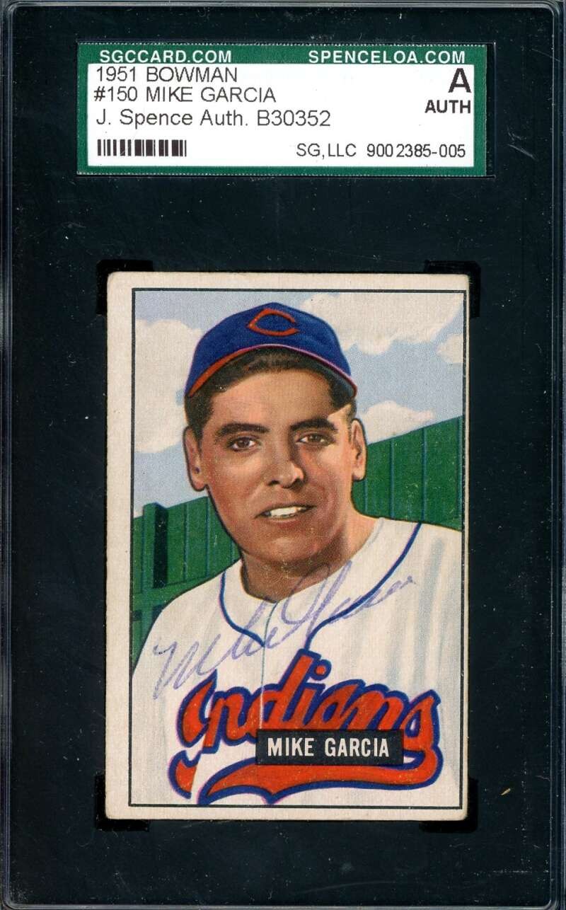 Mike Garcia SGC Coa Signed 1951 Bowman Rookie Autograph