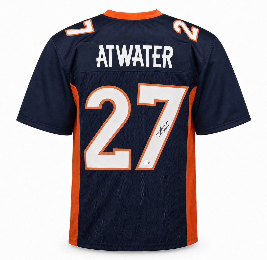 Denver Broncos Steve Atwater Signed Blue Jersey Beckett BAS Witness