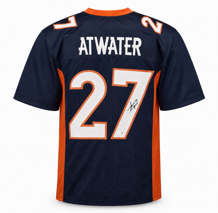 Denver Broncos Steve Atwater Signed Blue Jersey Beckett BAS Witness
