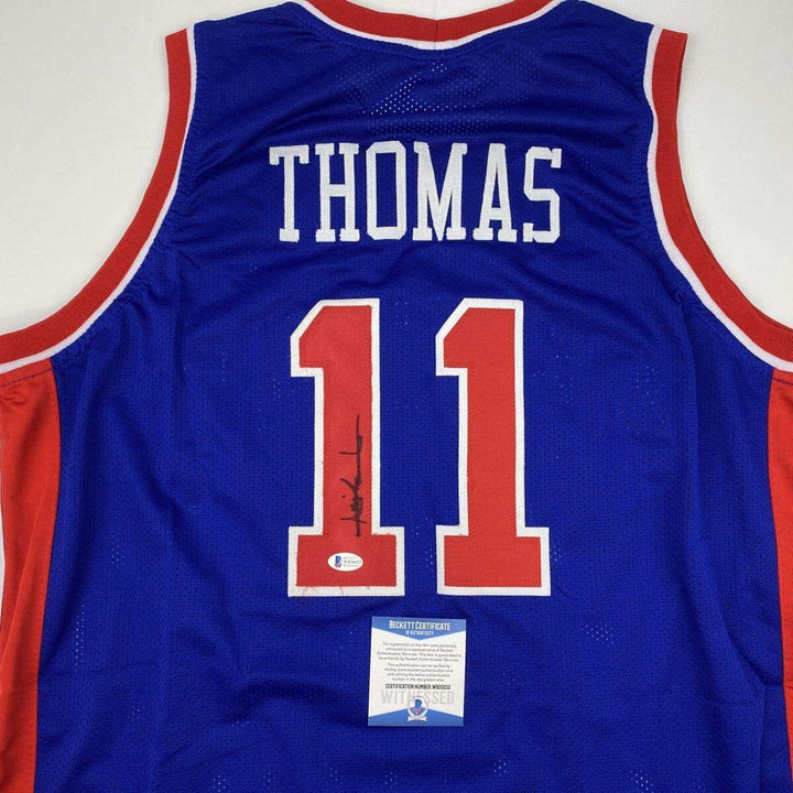 Autographed/Signed ISIAH THOMAS Detroit Blue Basketball Jersey Beckett BAS COA