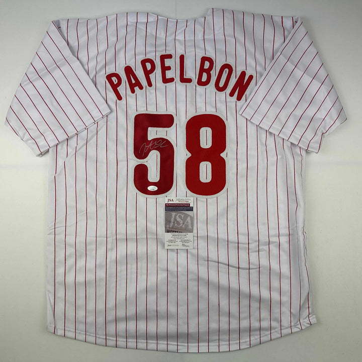 Autographed/Signed Jonathan Papelbon Philadelphia Pinstripe Jersey JSA COA