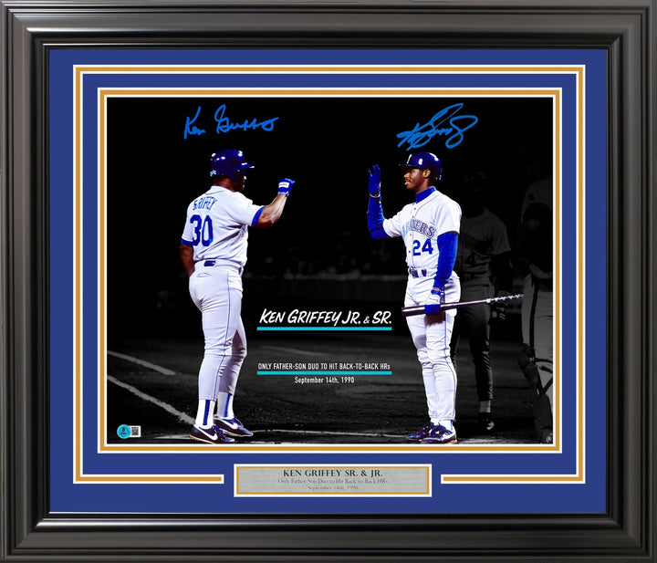 Ken Griffey Jr. & Sr. Signed 16x20 Photo Mariners Back To Back HR's BAS Witness