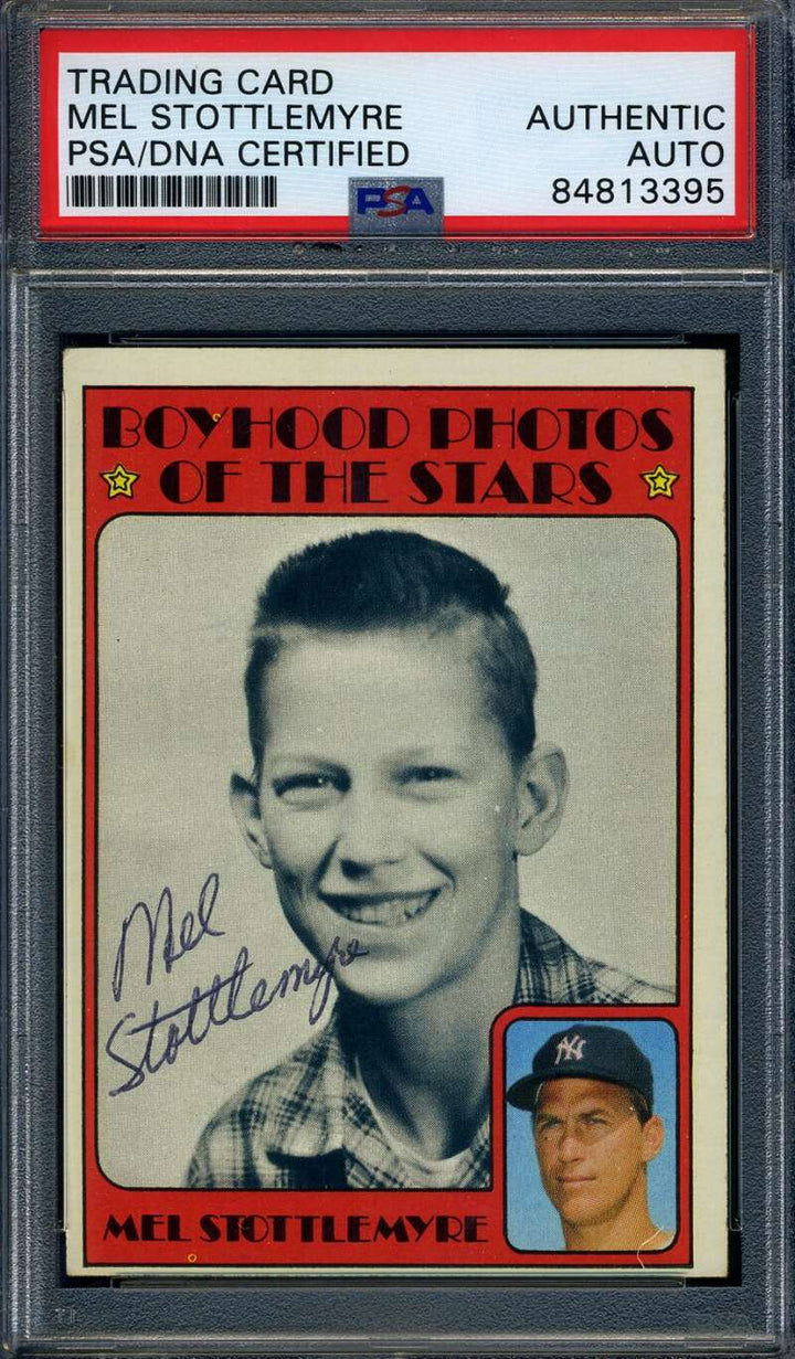 Mel Stottlemyre PSA DNA Coa Signed 1972 Topps Boyhood Photos Autograph