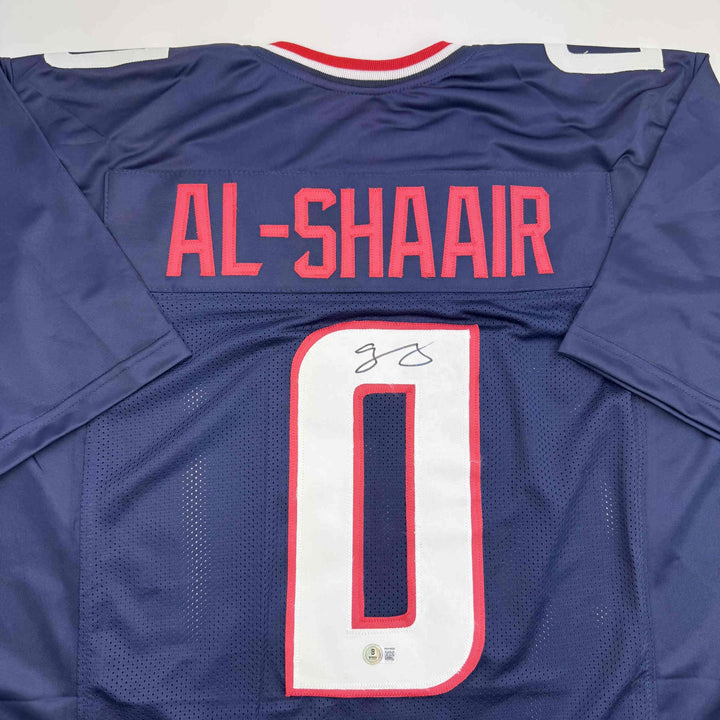Autographed/Signed Azeez Al Shaair Houston Blue Football Jersey Beckett BAS COA