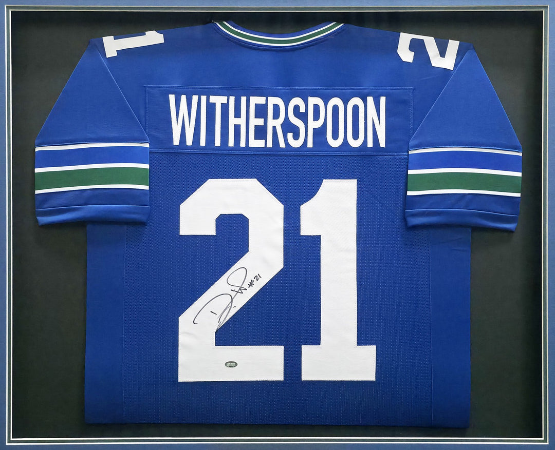 Seattle Seahawks Devon Witherspoon Signed Framed Blue Throwback Jersey MCS Holo
