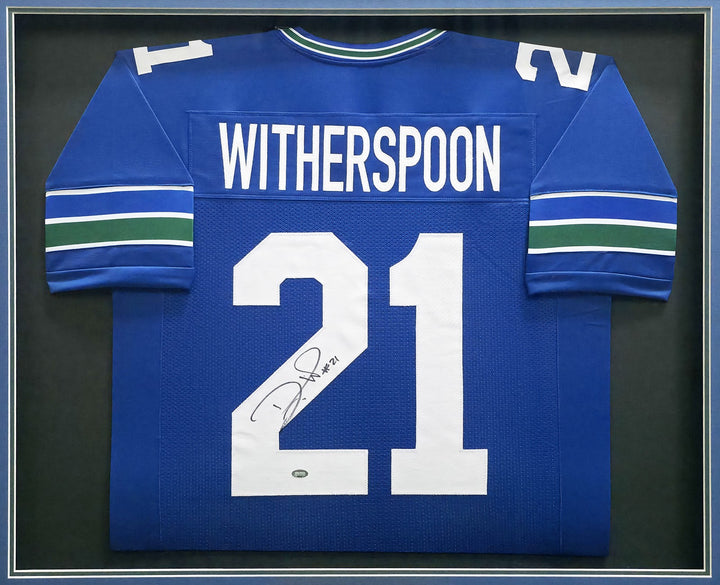 Seattle Seahawks Devon Witherspoon Signed Framed Blue Throwback Jersey MCS Holo